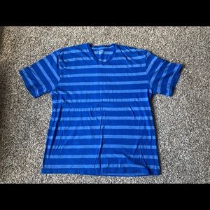 Blue striped V neck
